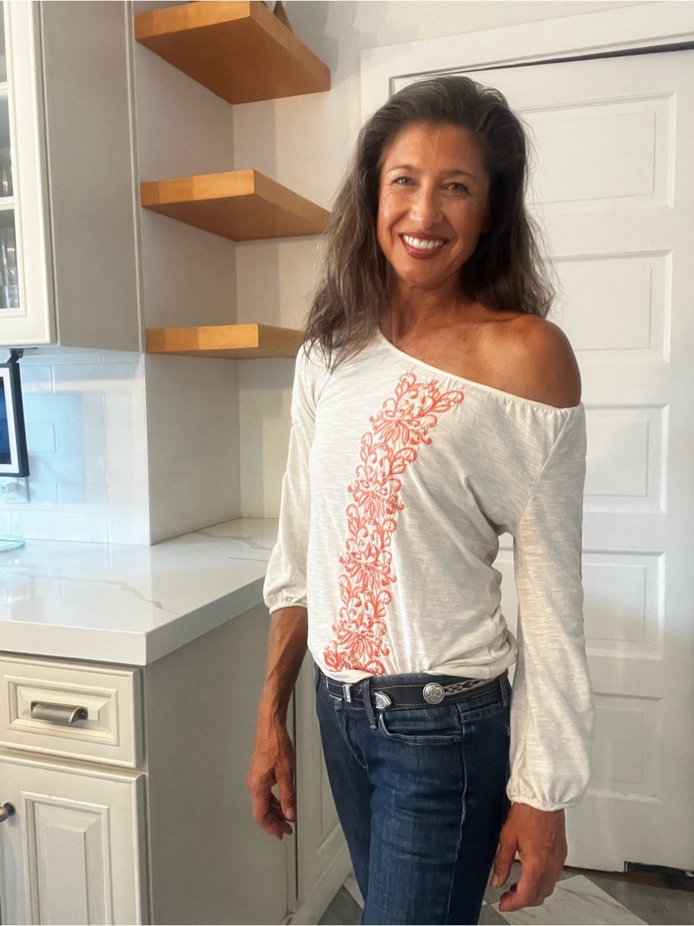 Apt. 9 Embroidered Off-the-Shoulder Peasant Blouse
Size: XS